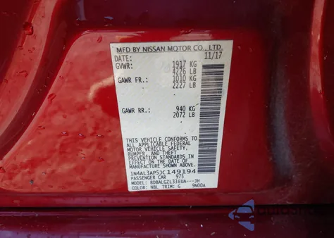 2018 Nissan Altima 2.5 S из США, поврежденный, VIN 1N4AL3AP5JC149194